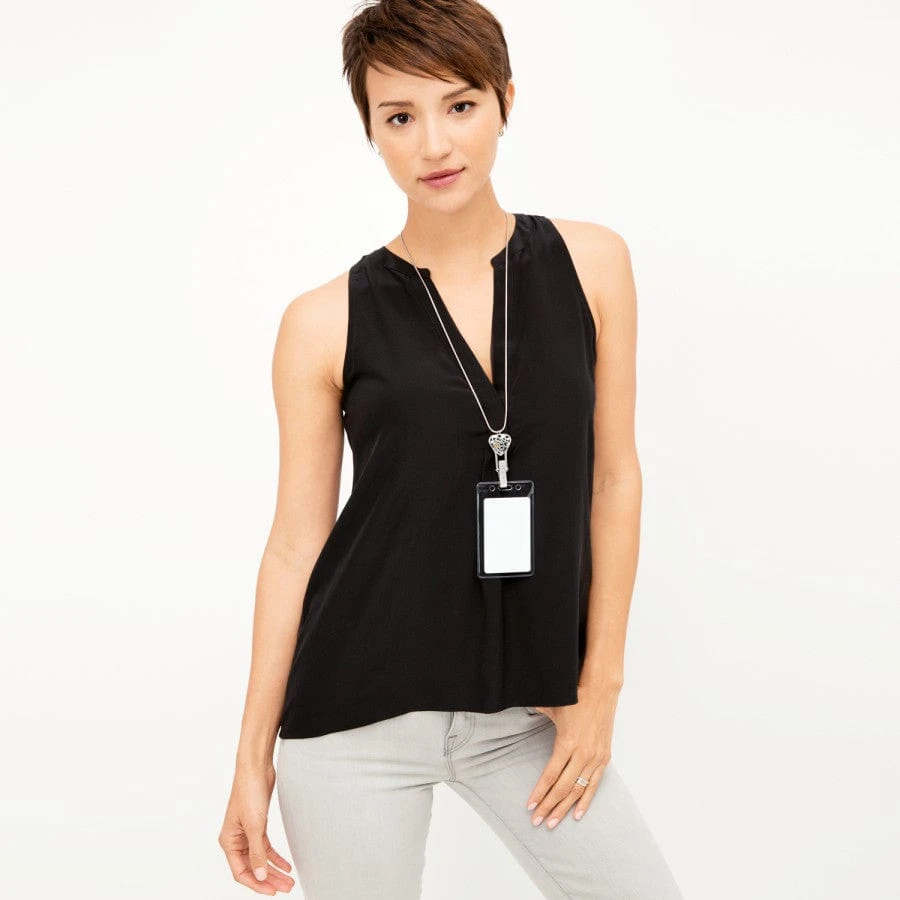 Floating Heart Badge Clip Necklace - Image 4