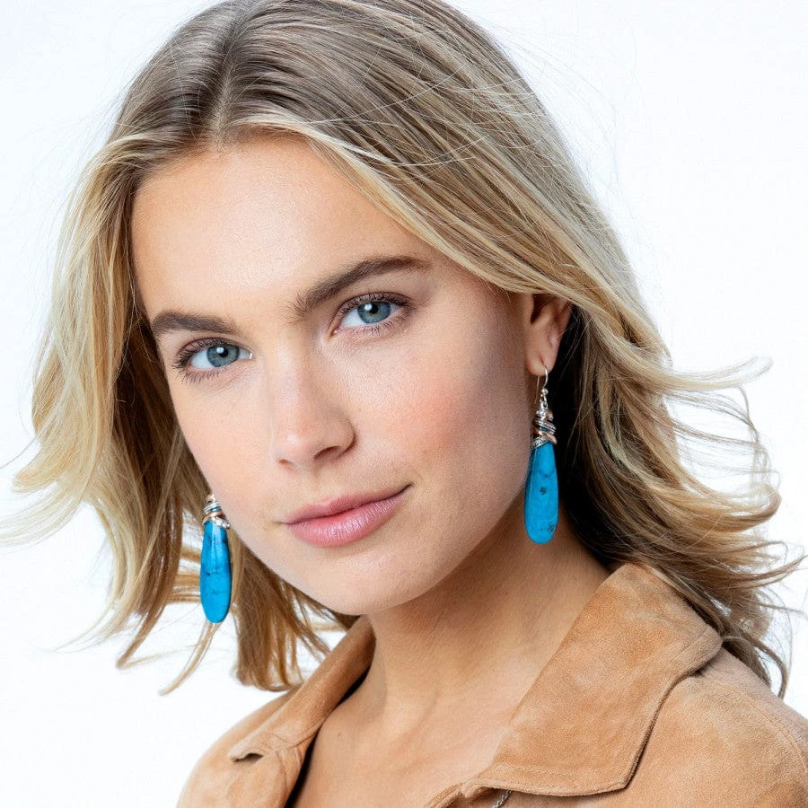 Neptune's Rings Pyramid Turquoise French Wire Earrings - Image 2