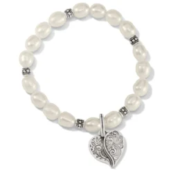 Ornate Heart Pearl Stretch Bracelet