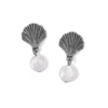 Silver Shells Pearl Drop Earrings