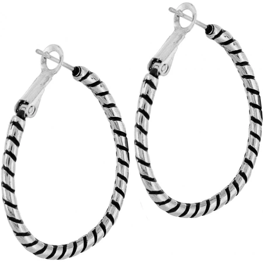 Twist Oval Hoop Charm Earrings - Image 2